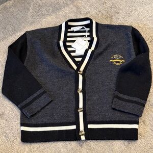 Bonpoint Navy and Gray Kids Cardigan NWT